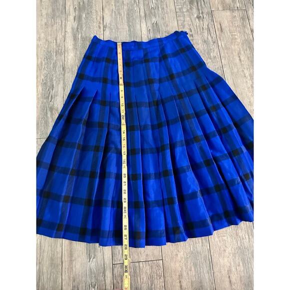 Vintage Pendleton Women's Blue Tartan Plaid Virgin Wool Pleated Skirt Size 14 - Picture 7 of 8